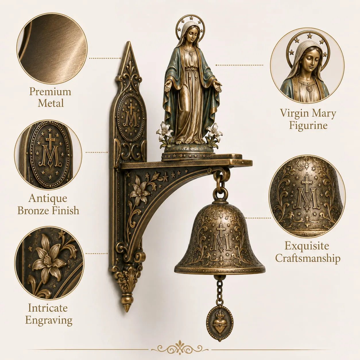 DivineGrace – Antike Bronzeglocke mit marianischem Segen