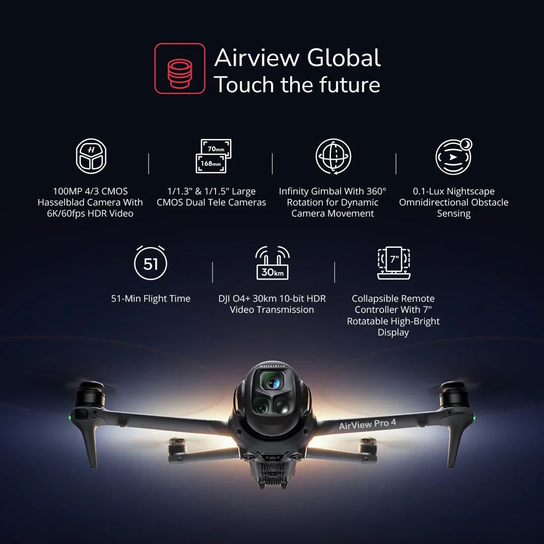 Die neue Generation AirView Pro 4: Drohne mit drei Kameras für Anfänger und Profis.